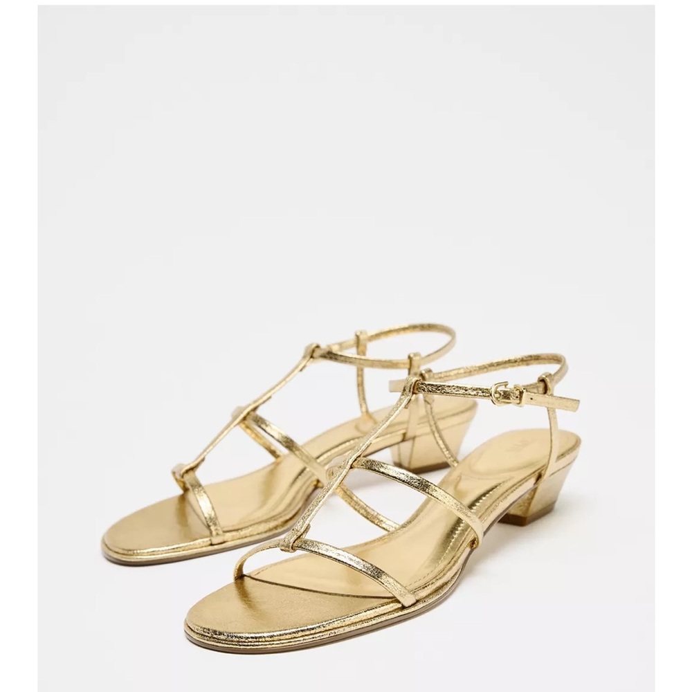 Zara Gold Strappy Sandals